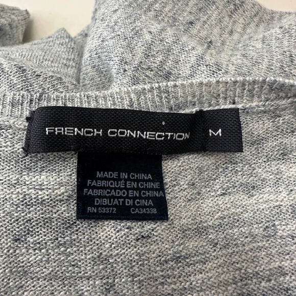French‎ Connection V-Neck Sweater Lightweight Knit Pullover Heather Gray Medium - Picture 5 of 9